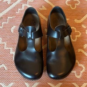 BIRKENSTOCK Paris Black Leather Loafers Clogs Women's 40 Rare